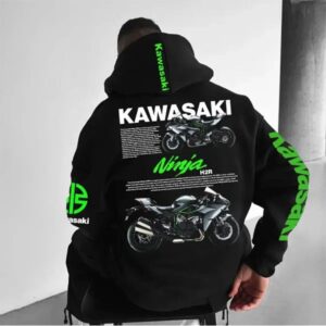 ninja kawasaki graphic back print hoodie
