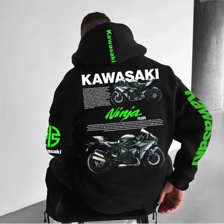 ninja kawasaki graphic back print hoodie ninja kawasaki graphic back print hoodie