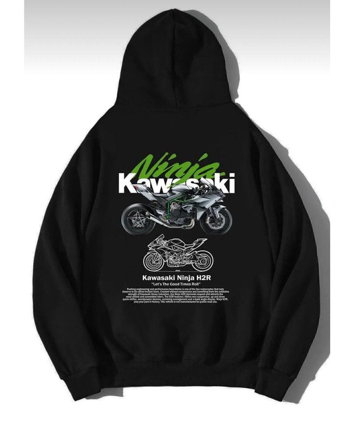 ninja kawasaki graphic back print hoodie ninja kawasaki graphic back print hoodie