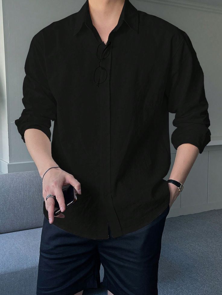 men’s classic black cotton shirt – regular fit men’s classic black cotton shirt – regular fit