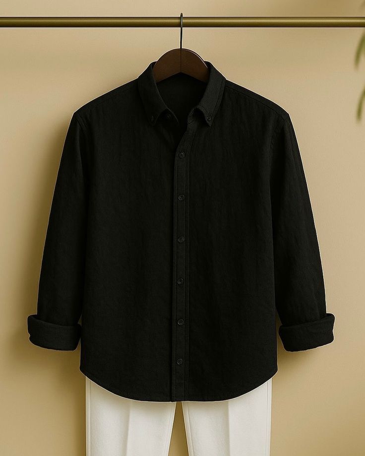 men’s classic black cotton shirt – regular fit men’s classic black cotton shirt – regular fit